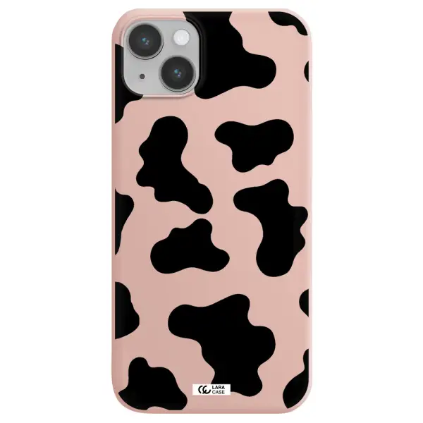 Cow Print Apple iPhone 14 plus Silicone pastel pink Case