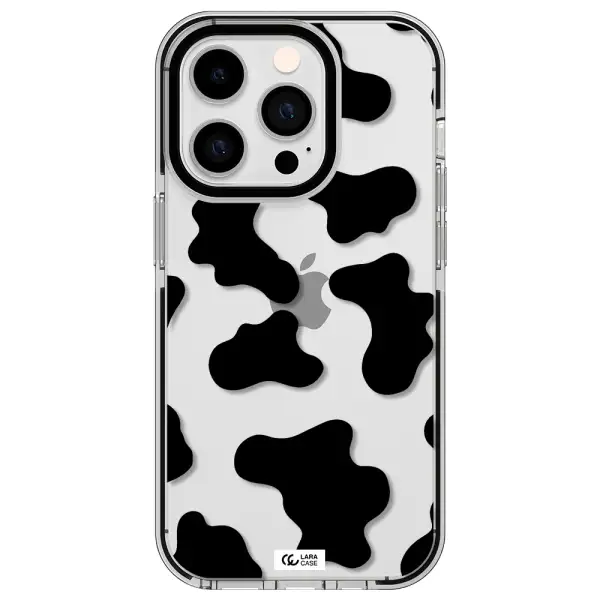 Cow Print Apple iPhone 14 pro impact black border Case