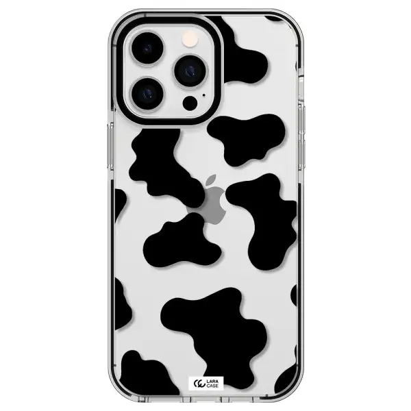 Cow Print Apple iPhone 14 pro max impact black border Case