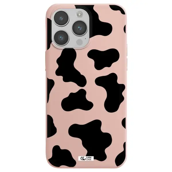Cow Print Apple iPhone 14 pro Silicone pastel pink Case