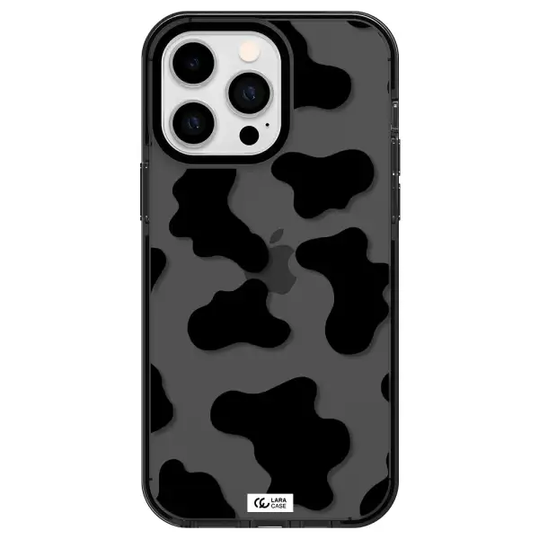 Cow Print Apple iPhone 15 Pro impact Smoke Black Case