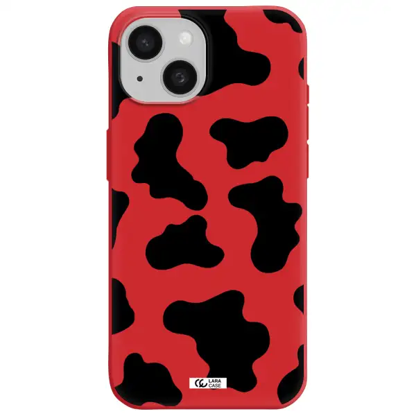 Cow Print Apple Iphone 15 Silicone Imperial Red Case