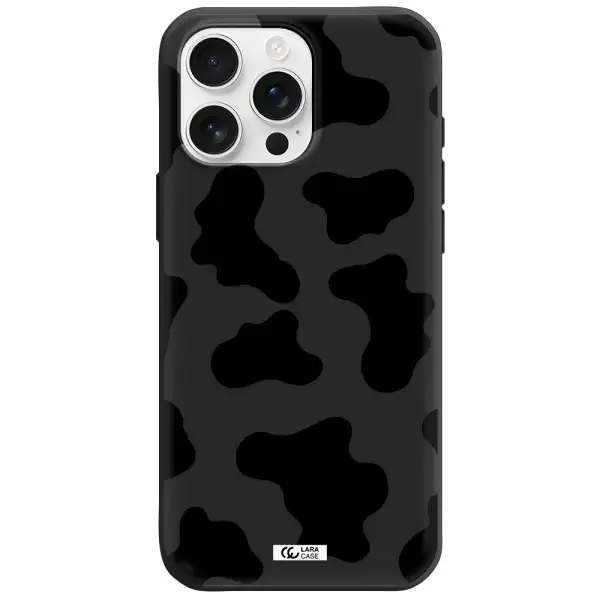 Cow Print Apple Iphone 16 Pro Max Silicone Black Case