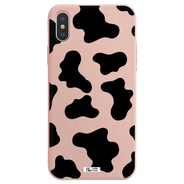 Cow Print Apple iPhone X Silicone pastel pink Case