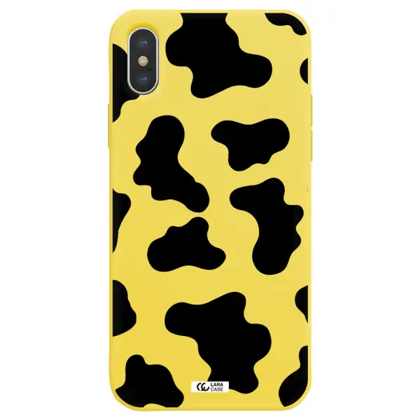 Cow Print Apple iPhone XS Silicone canary yellow Case