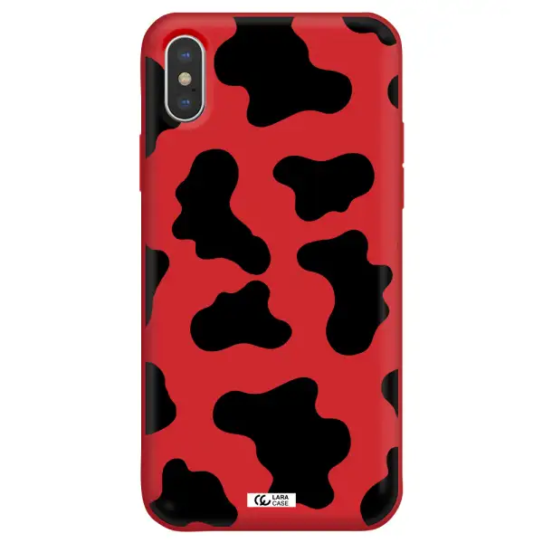 Cow Print Apple iPhone XS Silicone Imperial Red Case