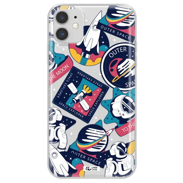 Astronaut Stickers Apple iPhone 11 Clear TPU Case
