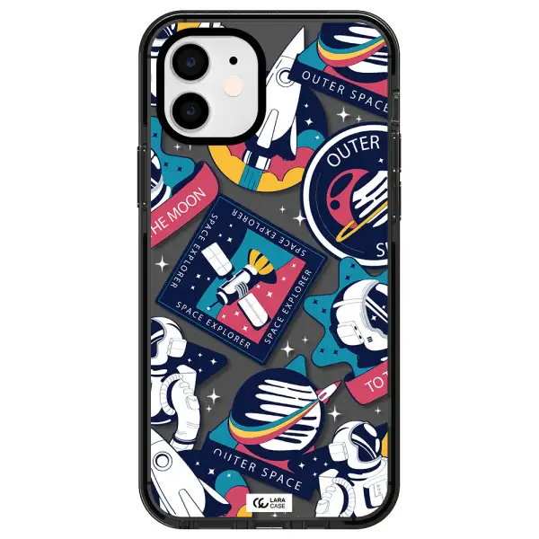 Astronaut Stickers Apple iPhone 11 impact Smoke Black Case