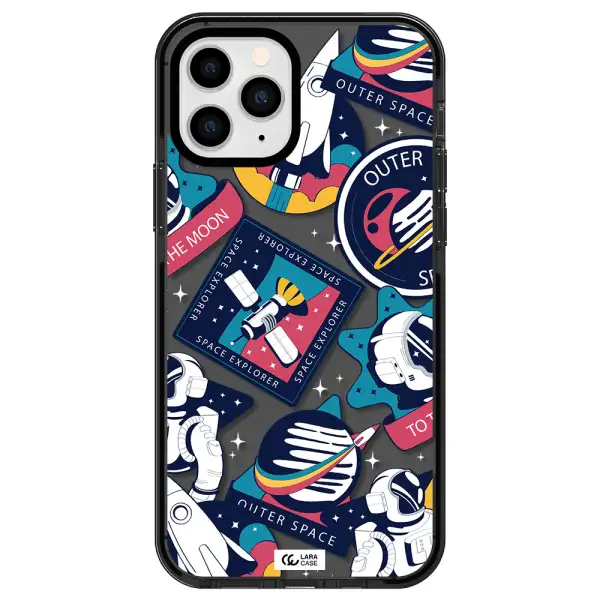 Astronaut Stickers Apple iPhone 11 pro impact Smoke Black Case