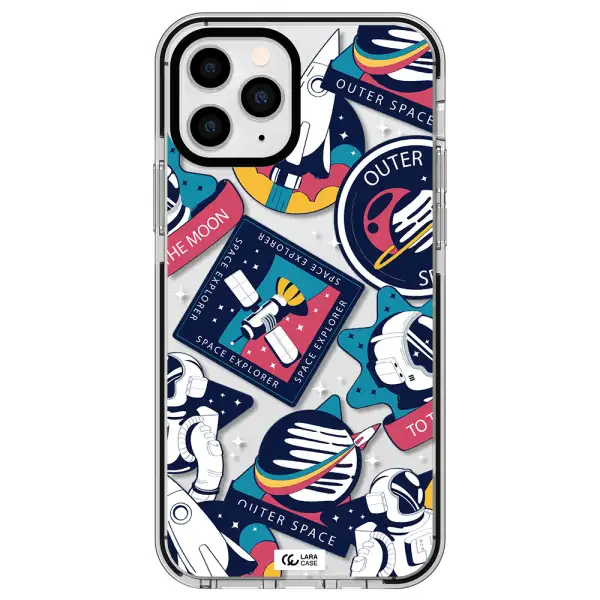 Astronaut Stickers Apple iPhone 11 pro max impact black border Case