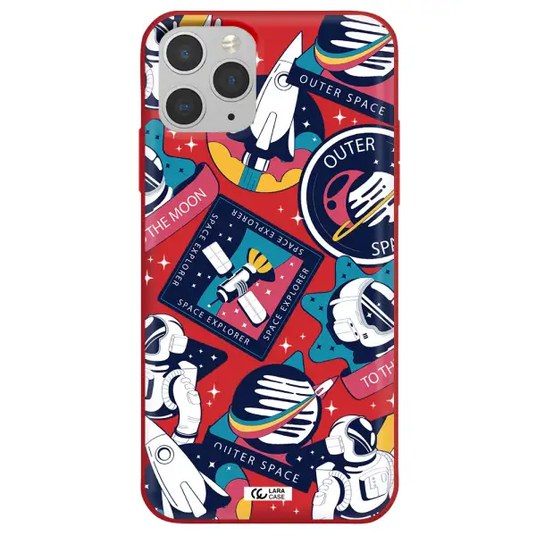 Astronaut Stickers Apple iPhone 11 pro Silicone Imperial Red Case