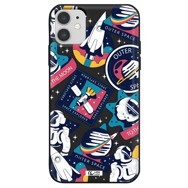 Astronaut Stickers Apple iPhone 11 Silicone black Case