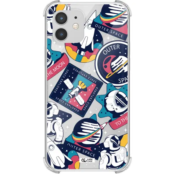 Astronaut Stickers Apple iPhone 12 Clear PC Case