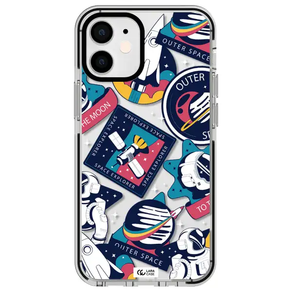 Astronaut Stickers Apple iPhone 12 mini impact black border Case