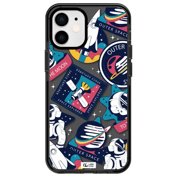 Astronaut Stickers Apple iPhone 12 mini impact Smoke Black Case