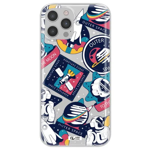 Astronaut Stickers Apple iPhone 12 pro Clear TPU Case