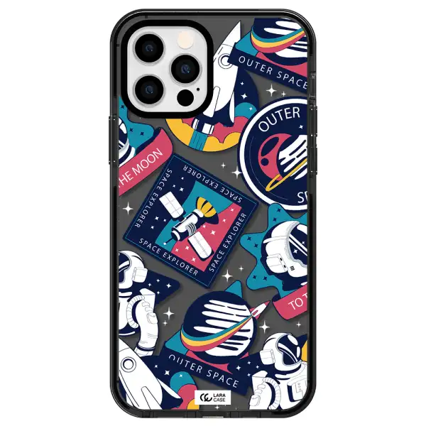 Astronaut Stickers Apple iPhone 12 pro impact Smoke Black Case
