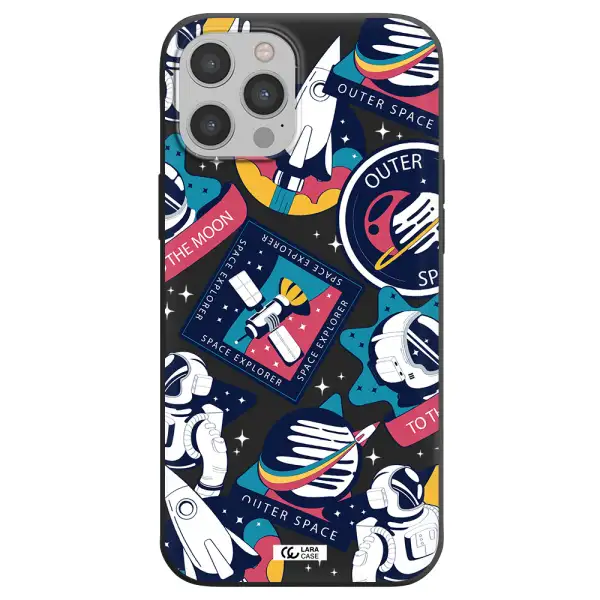 Astronaut Stickers Apple iPhone 12 pro max Silicone black Case
