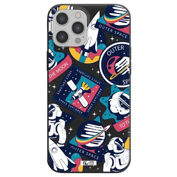 Astronaut Stickers Apple iPhone 12 pro Silicone black Case