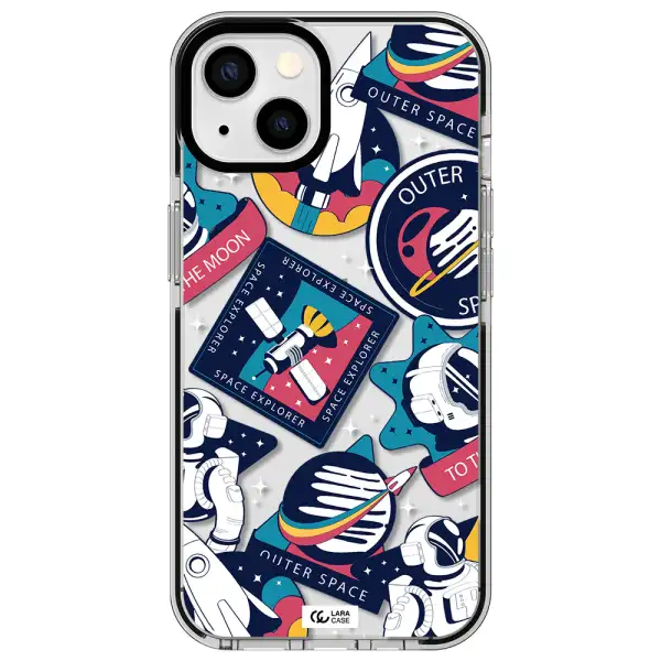 Astronaut Stickers Apple iPhone 13 impact black border Case