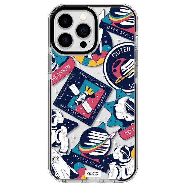 Astronaut Stickers Apple iPhone 13 Pro Max impact black border Case