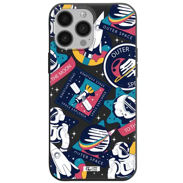 Astronaut Stickers Apple iPhone 13 Pro Max Silicone black Case