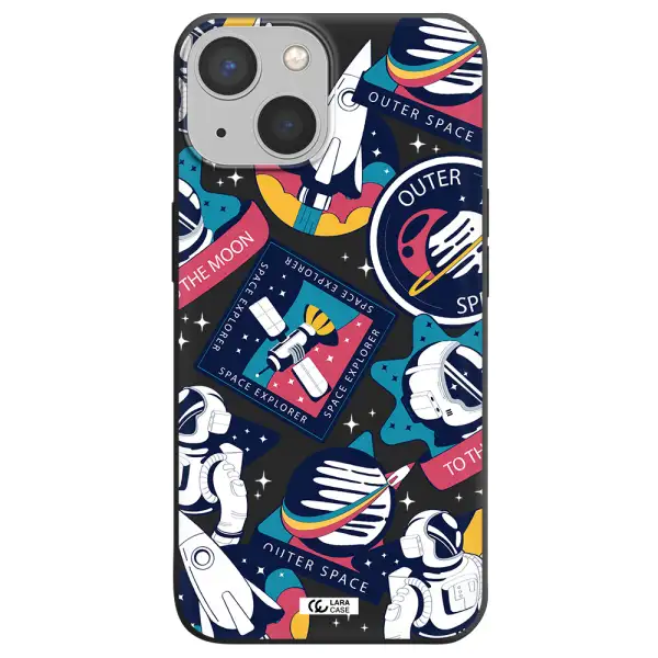 Astronaut Stickers Apple iPhone 13 Silicone black Case