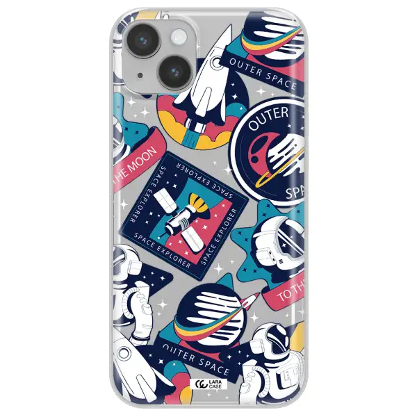 Astronaut Stickers Apple iPhone 14 Clear TPU Case