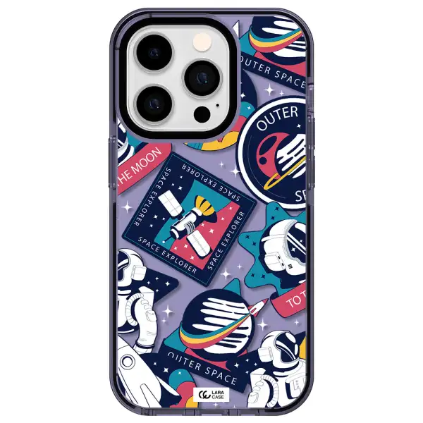Astronaut Stickers Apple iPhone 14 pro impact Lilac Case