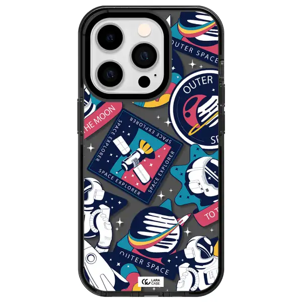 Astronaut Stickers Apple iPhone 14 pro impact Smoke Black Case