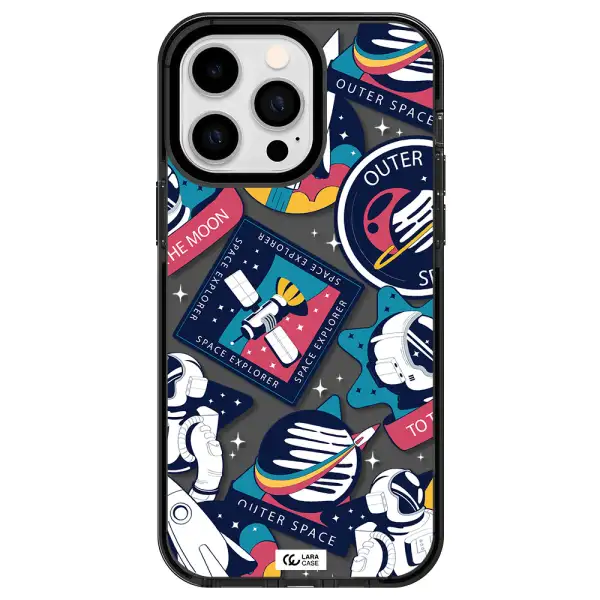Astronaut Stickers Apple iPhone 14 pro max impact Smoke Black Case
