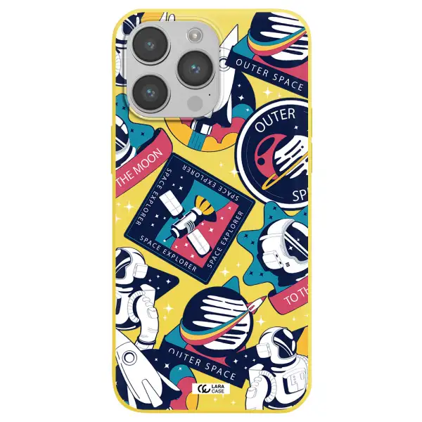 Astronaut Stickers Apple iPhone 14 pro max Silicone canary yellow Case