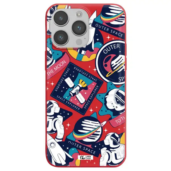 Astronaut Stickers Apple iPhone 14 pro max Silicone Imperial Red Case