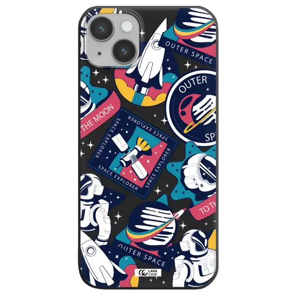 Astronaut Stickers Apple iPhone 14 Silicone black Case