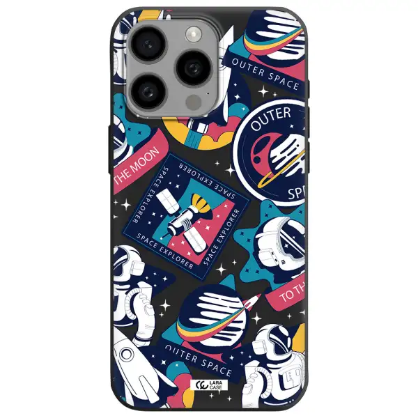 Astronaut Stickers Apple Iphone 15 Pro max Silicone black Case