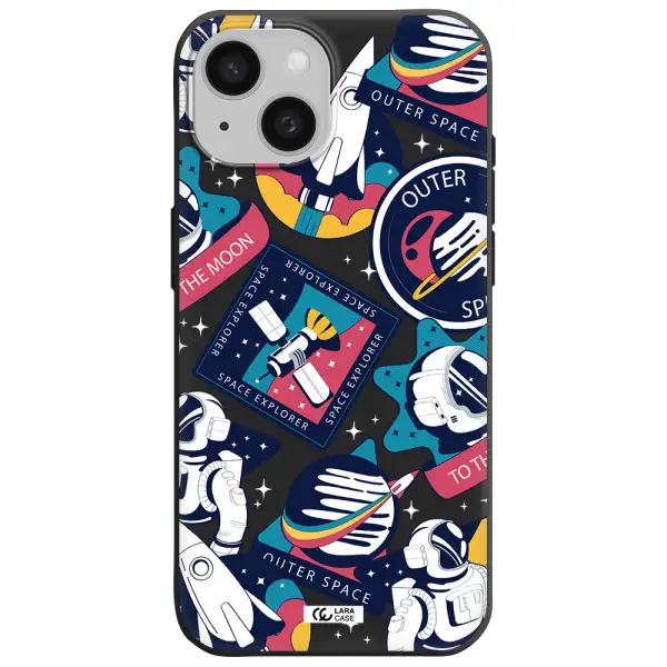 Astronaut Stickers Apple iPhone 15 Silicone black Case