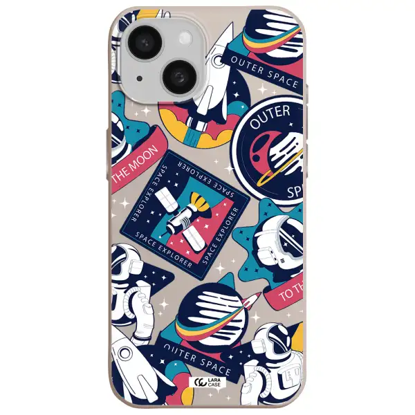 Astronaut Stickers Apple iPhone 15 Silicone Stone Case