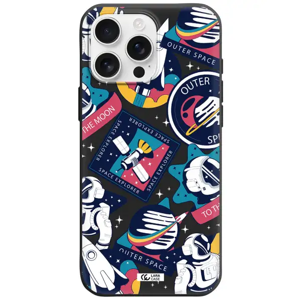Astronaut Stickers Apple Iphone 16 Pro Max Silicone Black Case