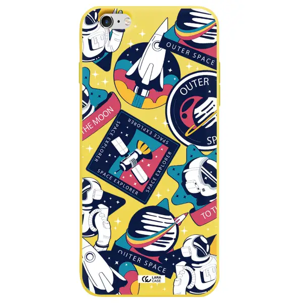 Astronaut Stickers Apple iPhone 6 s plus Silicone canary yellow Case