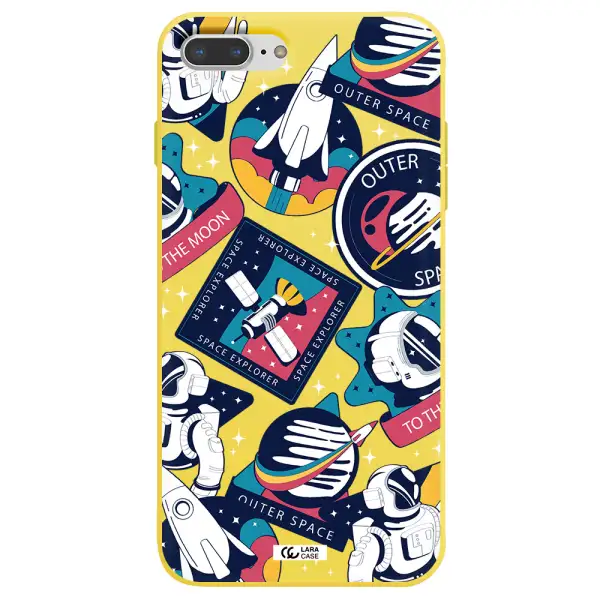 Astronaut Stickers Apple iPhone 7 plus Silicone canary yellow Case