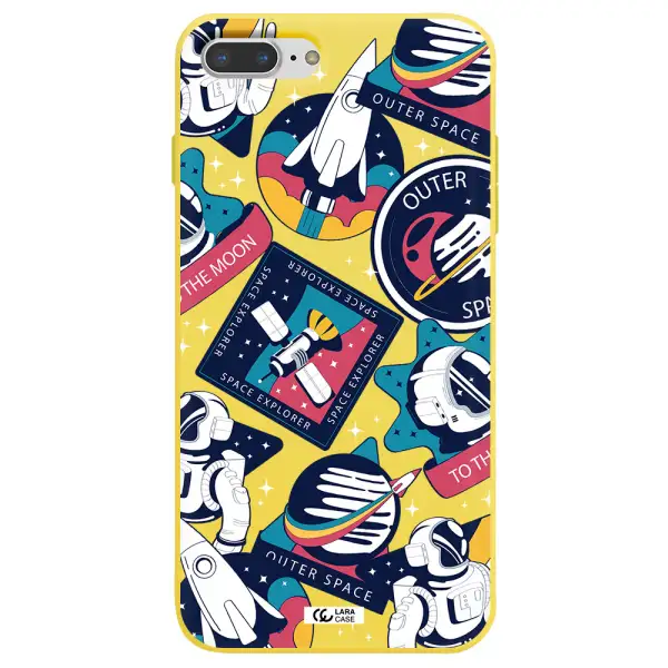 Astronaut Stickers Apple iPhone 8 plus Silicone canary yellow Case