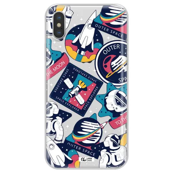 Astronaut Stickers Apple iPhone XS max Clear TPU Case