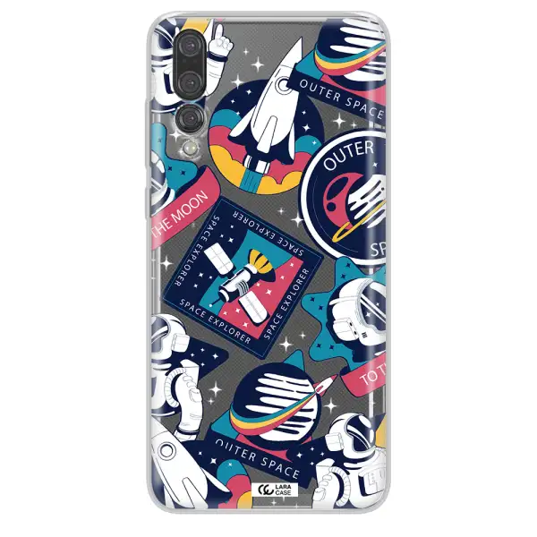 Astronaut Stickers Huawei P20 Pro Clear TPU Case