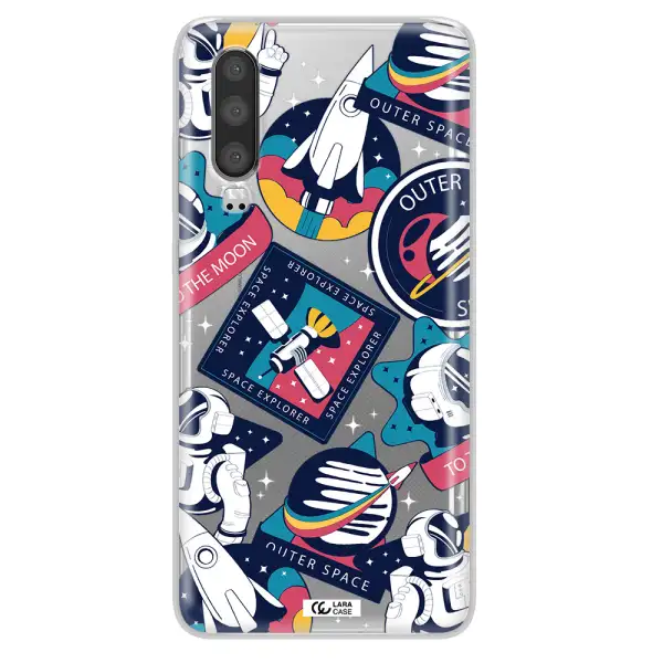 Astronaut Stickers Huawei P30 Clear TPU Case
