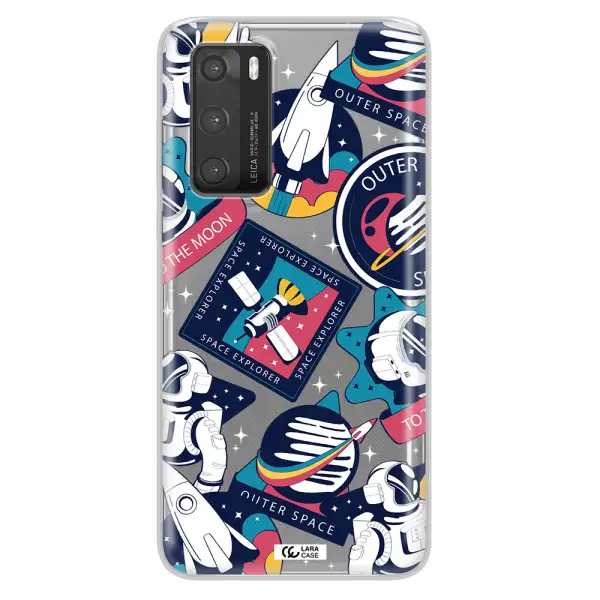 Astronaut Stickers Huawei P40 Clear TPU Case