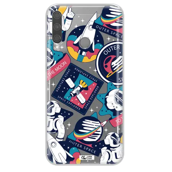 Astronaut Stickers Huawei P40 Lite E Clear TPU Case