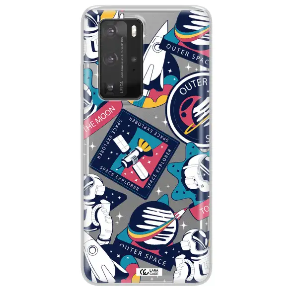 Astronaut Stickers Huawei P40 Pro Clear TPU Case