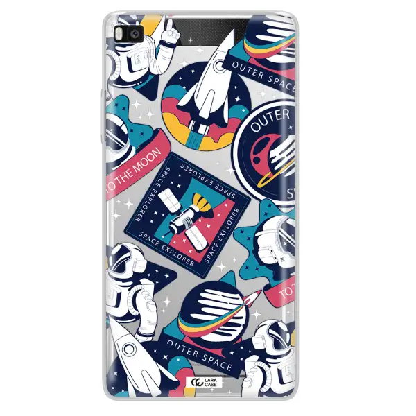 Astronaut Stickers Huawei P8 Clear TPU Case