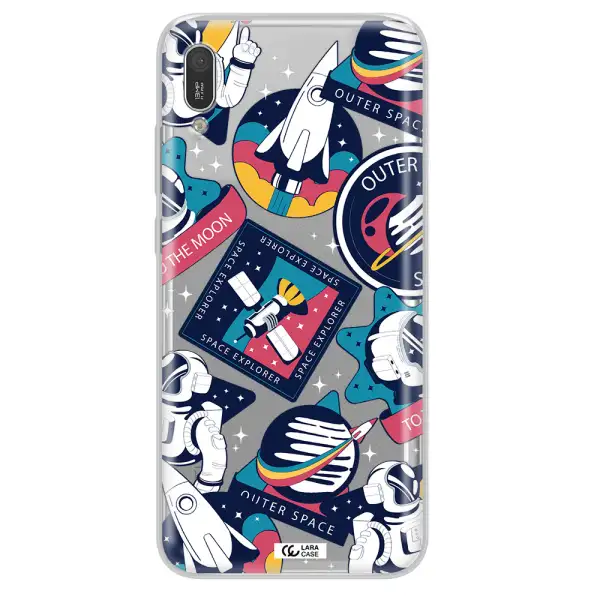 Astronaut Stickers Huawei Y6 Pro 2019 Clear TPU Case