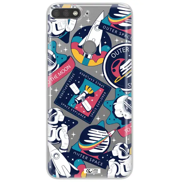 Astronaut Stickers Huawei Y7 Prime 2018 Clear TPU Case